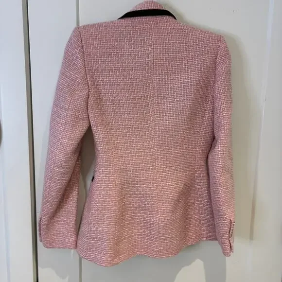 Zara Pink Tweed Double Breasted Structured Blazer XS - Picture 8 of 9
